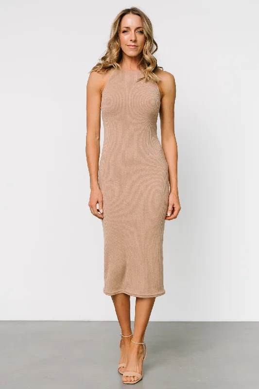 End Of The Year Ashley Ribbed Tank Dress | Tan