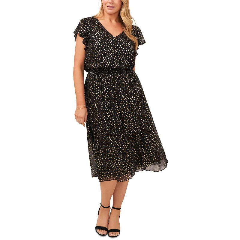 Sweet Girl MSK Womens Plus Metallic Long Midi Dress