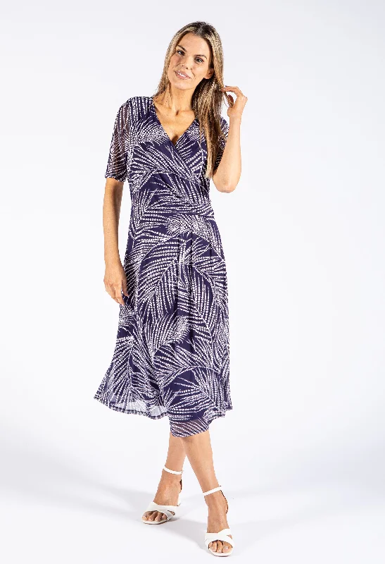 Moisture wicking Palm Print V Neckline Dress