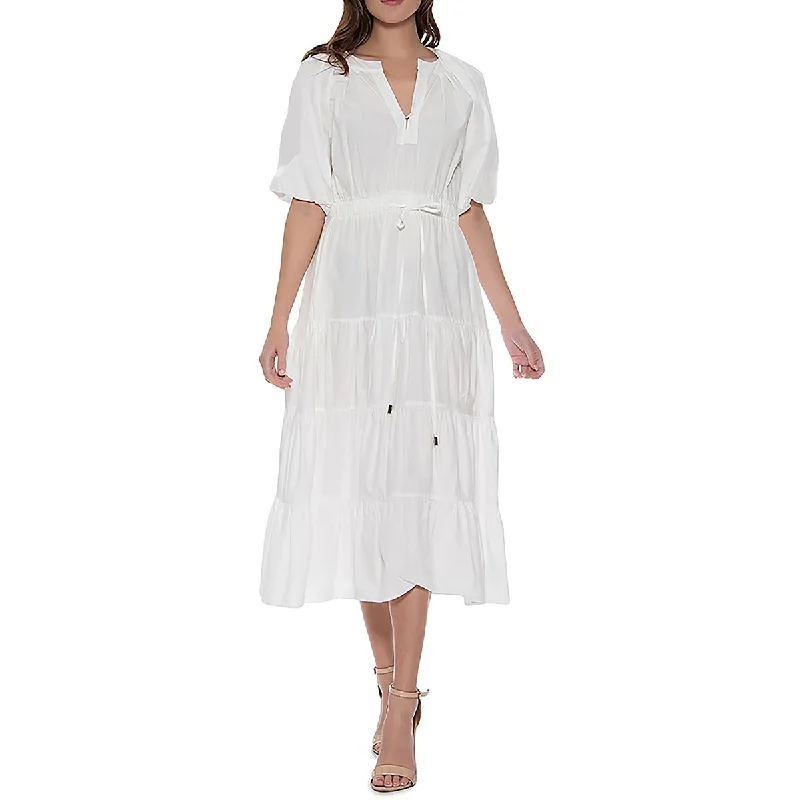 Noble Temperament Gracia Womens Cotton Below Knee Midi Dress