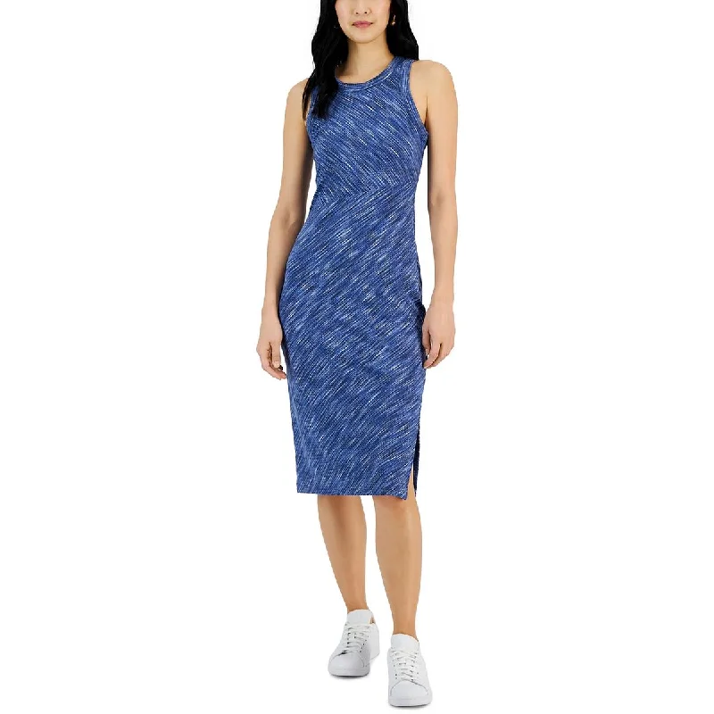 Elegant Style INC Womens Ribbed Sleeveless Midi Dress