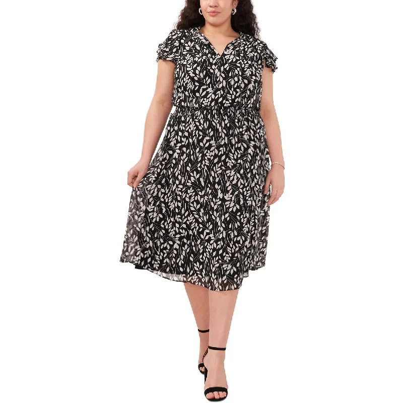 British casual MSK Womens Plus Floral Print  Midi Dress