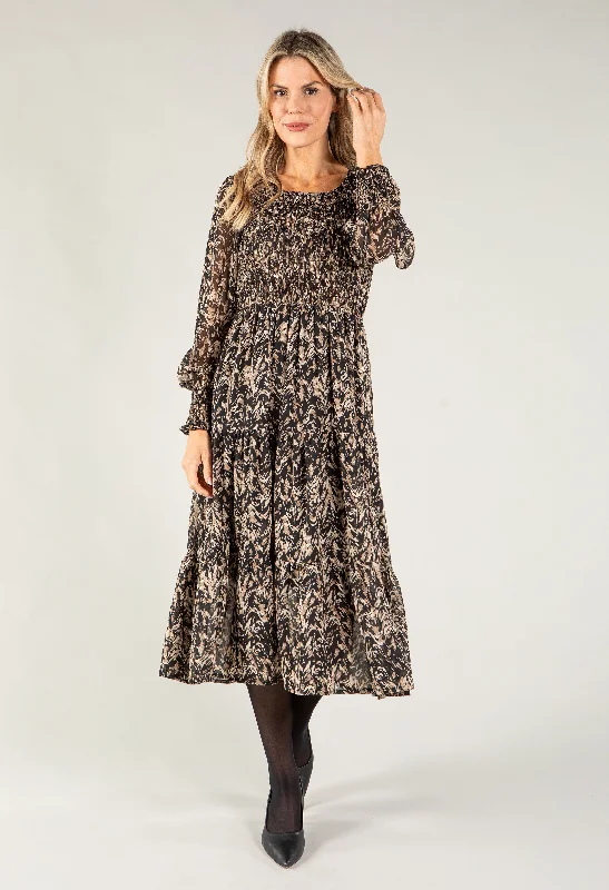 Versatile Items Smocking Bodice Midi Dress