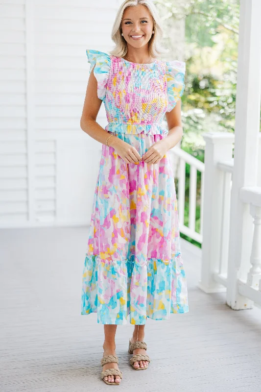 Innovative Design Face The Day Pink Abstract Maxi Dress