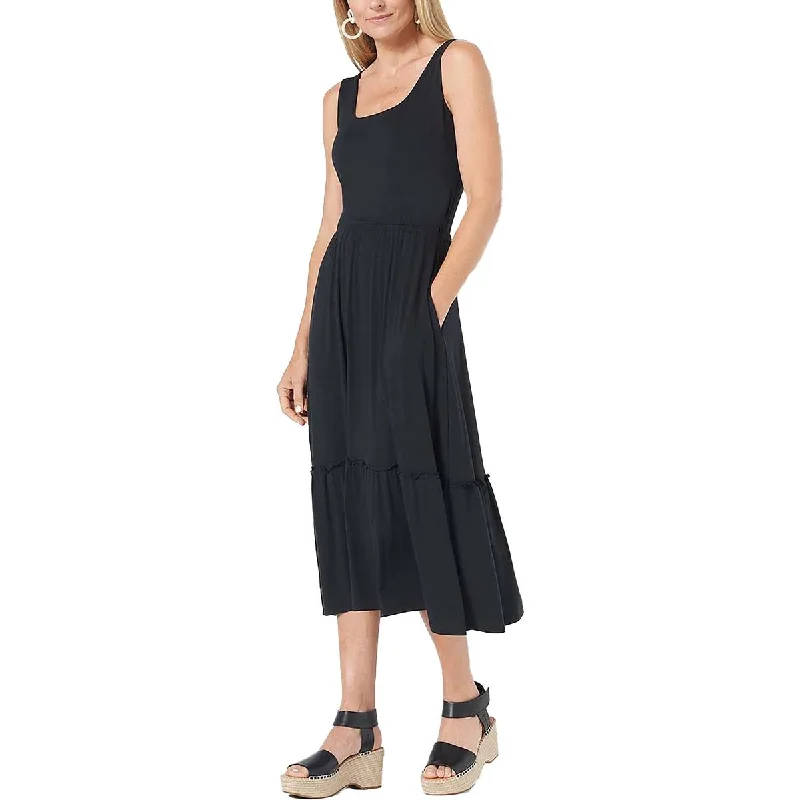 Floral Prints Jason Wu Womens Sleeveless Shirred Hem Midi Dress
