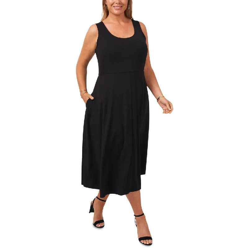 Noble Temperament MSK Womens Plus Stretch Mid Calf Midi Dress