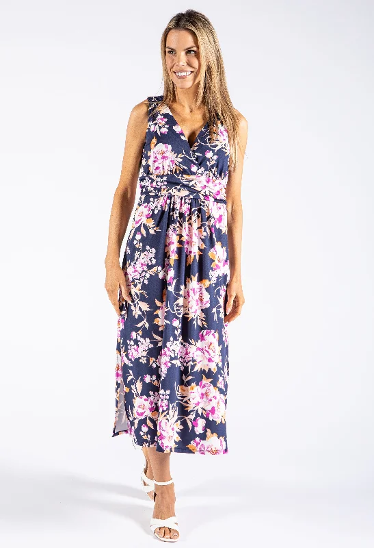 Casual And Versatile Floral V Neckline Dress