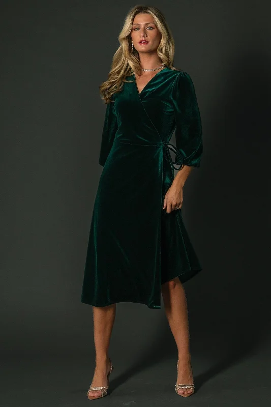 Double-sided Wear Beckinsale Velvet Wrap Dress | Dark Green