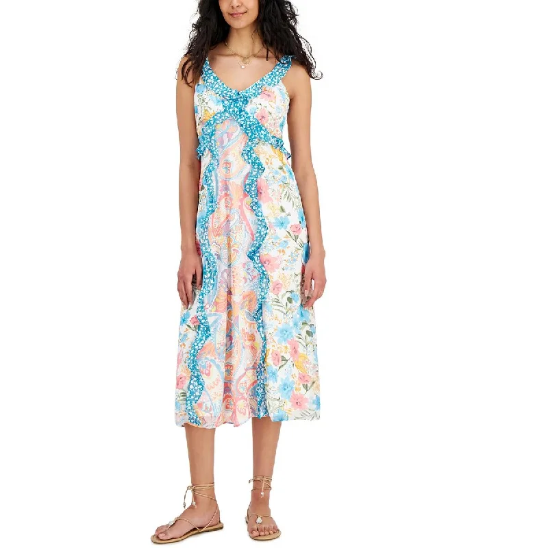 Luxury Temperament INC Womens Chiffon Printed Midi Dress
