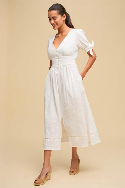 College Style Olga Cheesecloth Dress | White