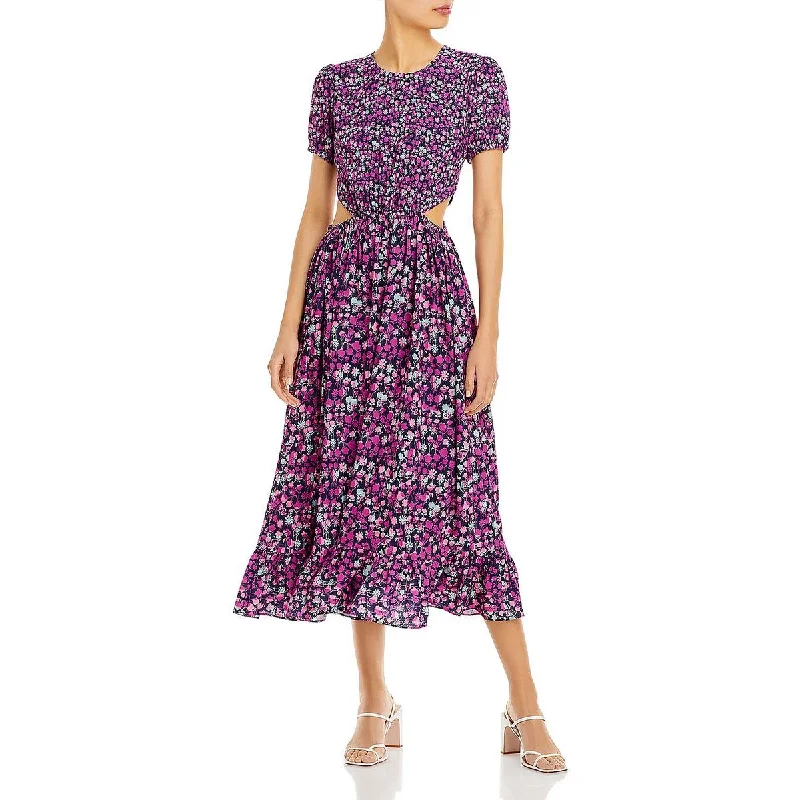 Stretch Design French Connection Womens Floral Cutout Midi Dress