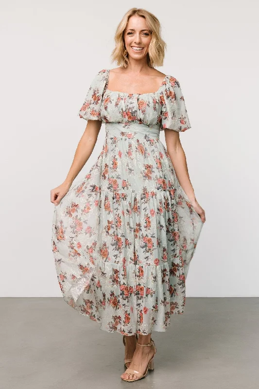 College Style Annabeth Midi Dress | Eucalyptus Floral