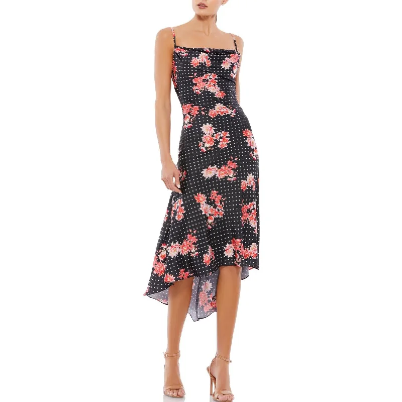 Diamond Series Ieena for Mac Duggal Womens Floral Print Hi-Low Midi Dress