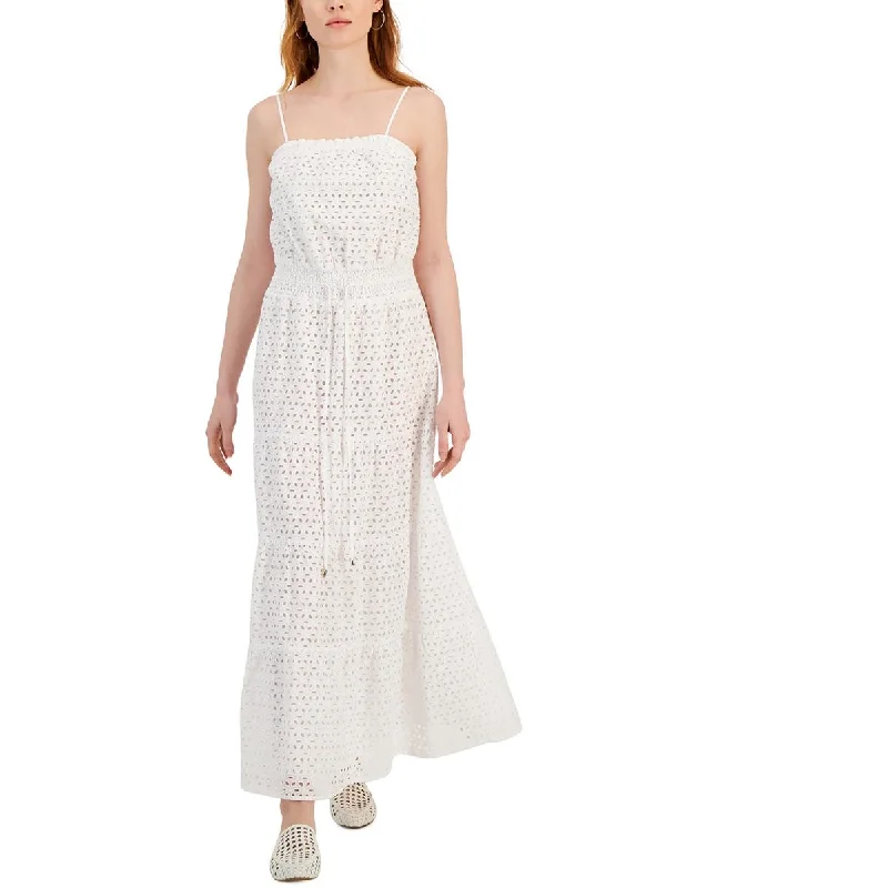 Free And Casual INC Womens Cotton Eyelet Midi Dress