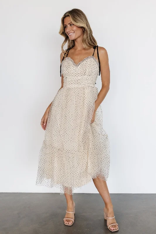 Lazy Style Izzy Tulle Midi Dress | Cream + Black