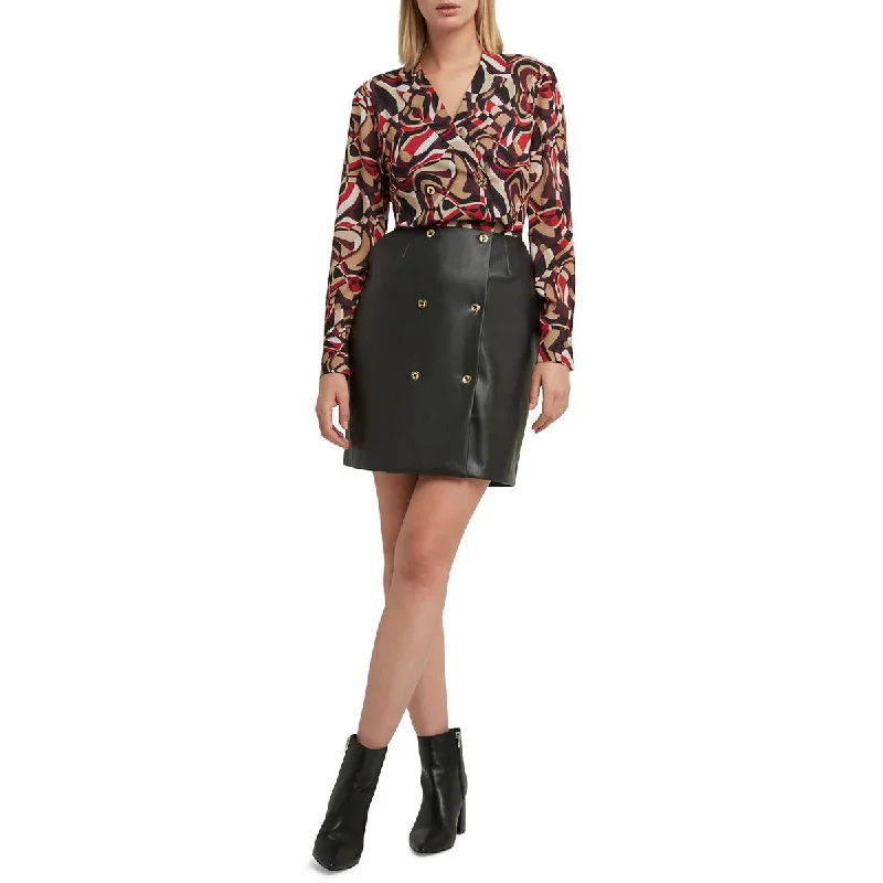 Customized Version H Halston Womens Printed Surplice Midi Dress