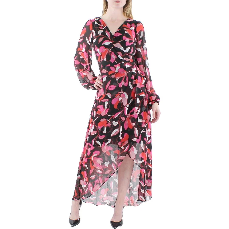 Classic Style Guess Womens Chiffon Floral Print Midi Dress