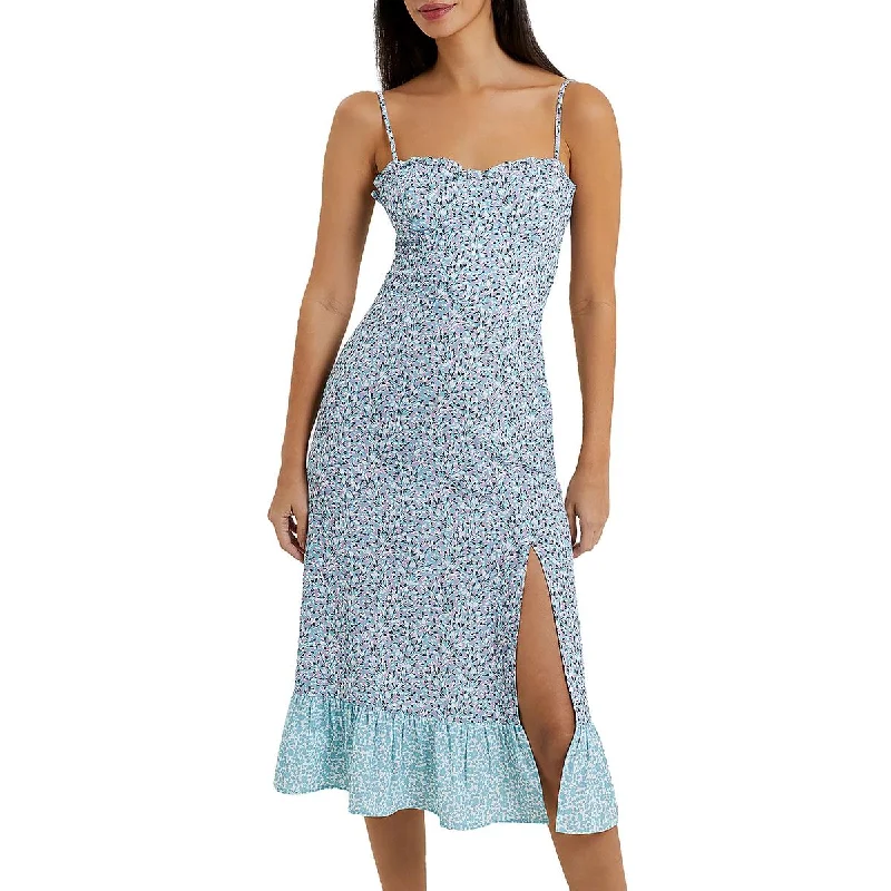 British Fashion French Connection Womens Enora Floral Print Slit Midi Dress