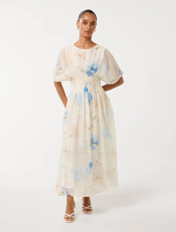 Embroidered Letters Eve Petite Seam Detail Midi Dress