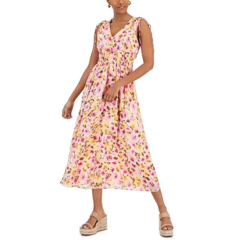Minimalism INC Womens Floral Print  Midi Dress