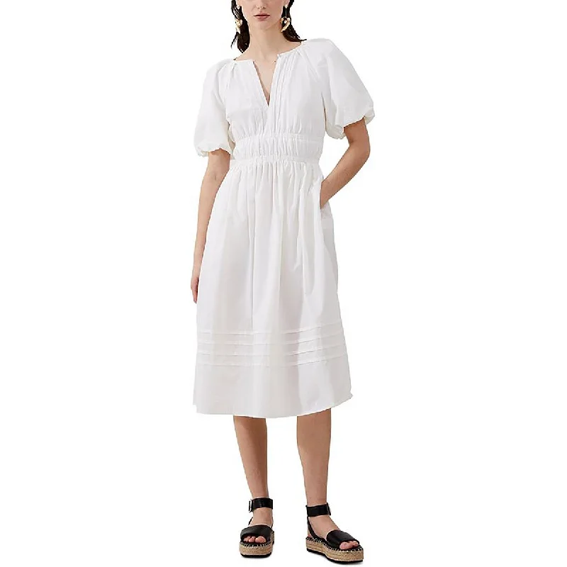 Designer Style French Connection Womens Ruched Blouson Midi Dress