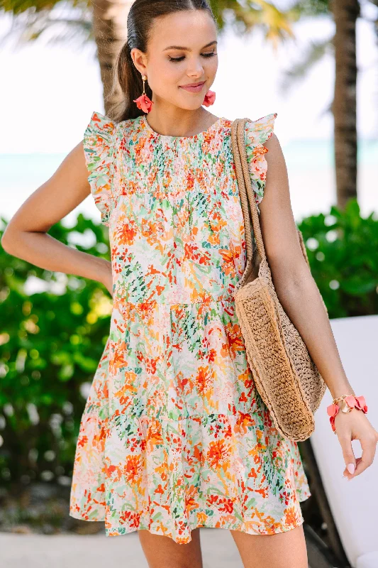 Bright Colors Before You Know It Off White Ditsy Floral Dress