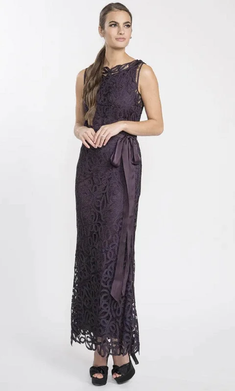 Single-shoulder Neck Design Soulmates D1312 - Sleeveless Lace Bateau Neck Long Dress