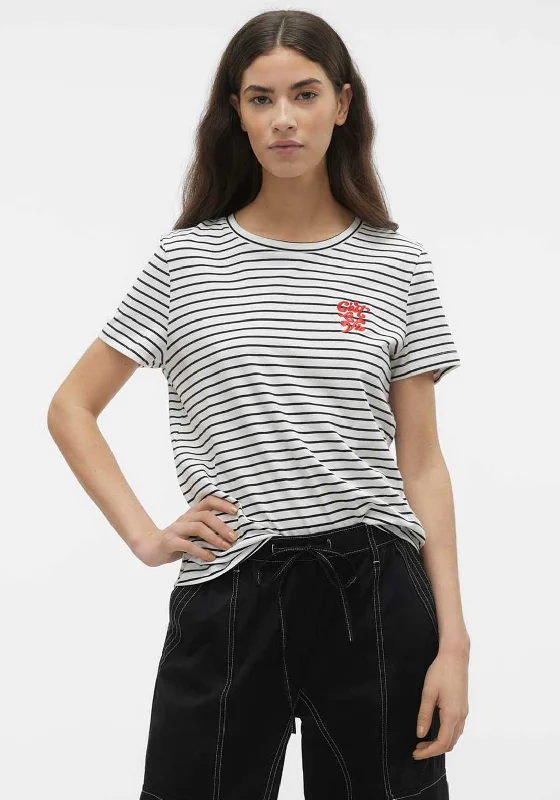 Cute Style Vero Moda Francis Stripe T-Shirt, Snow White & Black