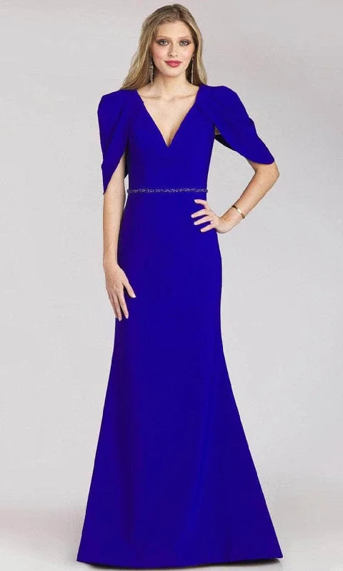 French Retro Gia Franco 12215 - Pleated Short Sleeve Trumpet Evening Dress