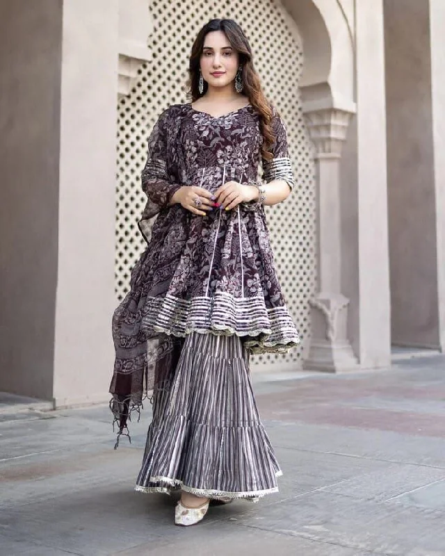 Eye-catching Personality Pure Cotton Sharara Designer Suit