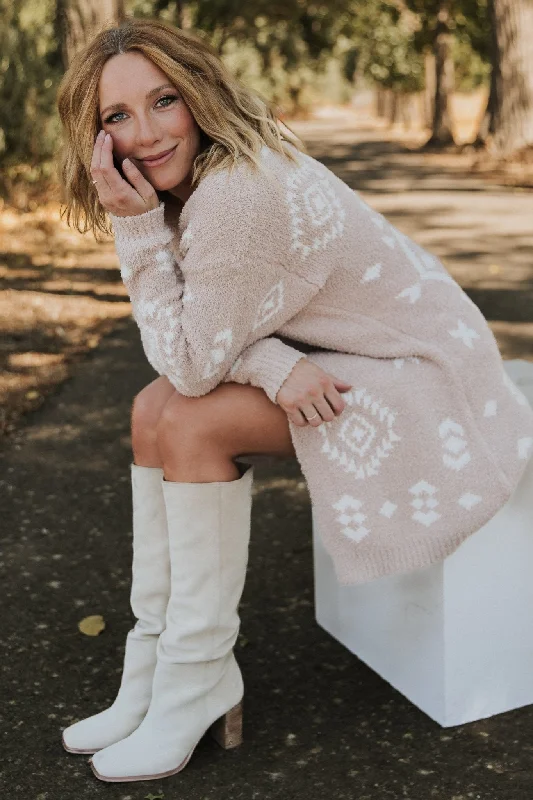 Luxury Temperament Missoula Oversized Cardigan | Sand + Off White