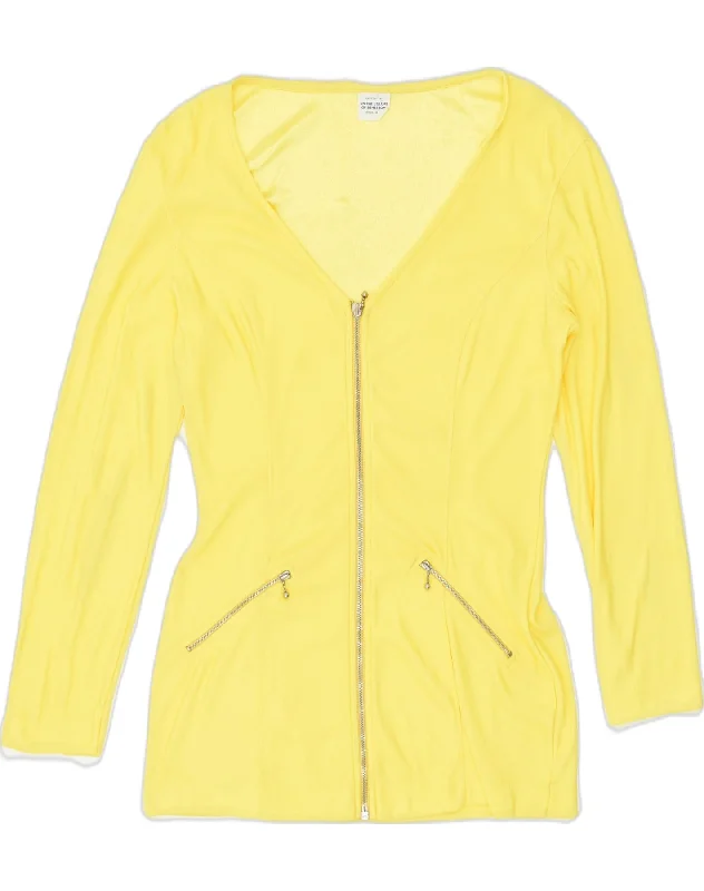 Cute Style BENETTON Womens Blazer Jacket UK 6 XS Yellow Polyamide