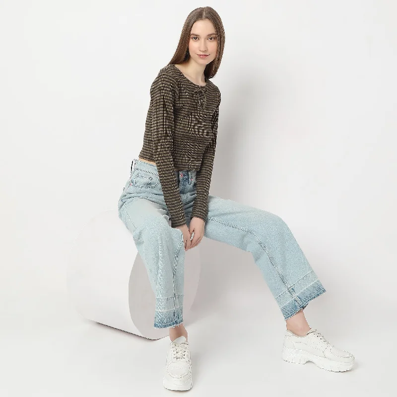 Designer Style Striped Round Neck Full Sleeve T-Shirt
