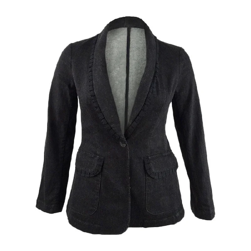 Sports Design Nanette Lepore Women's Go Getter Ruffled Denim Blazer