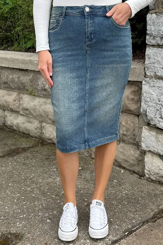Warm Winter Series Emma Midi Denim Skirt (Vintage)