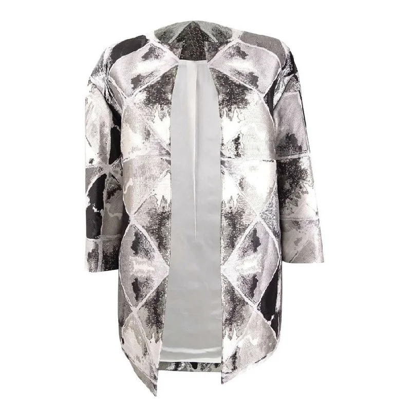 Outdoor Trend Anne Klein Women's Metallic Open-Front Jacket