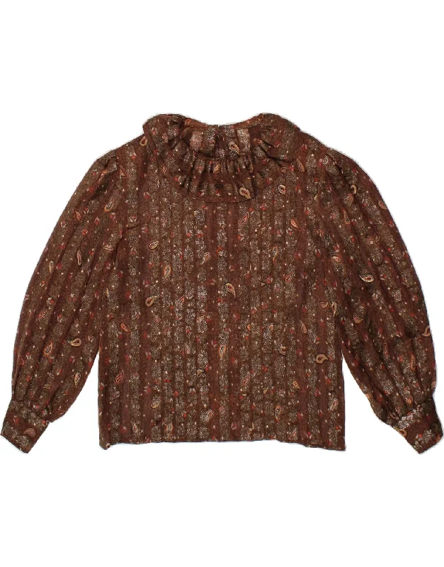 College Style VINTAGE Womens Shirt Blouse UK 16 Large Brown Paisley
