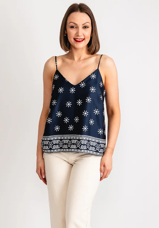 Double-sided Wear Vila Juline Satin Cami Top, Navy Blazer