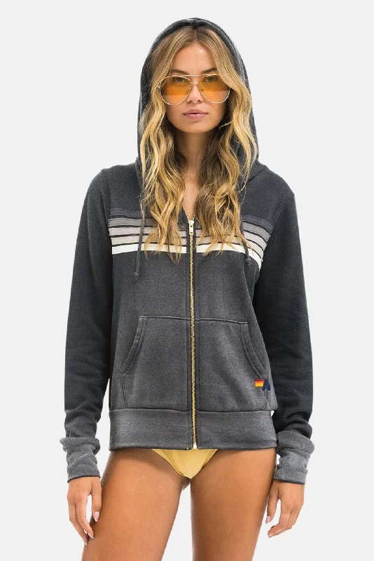 Sports And Leisure 5 Stripe Zip Hoodie Faded Smoke
