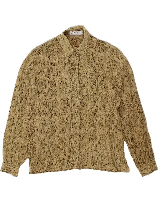 Classic Style CAROLINE Womens Shirt Blouse UK 14 Medium Green Animal Print Silk