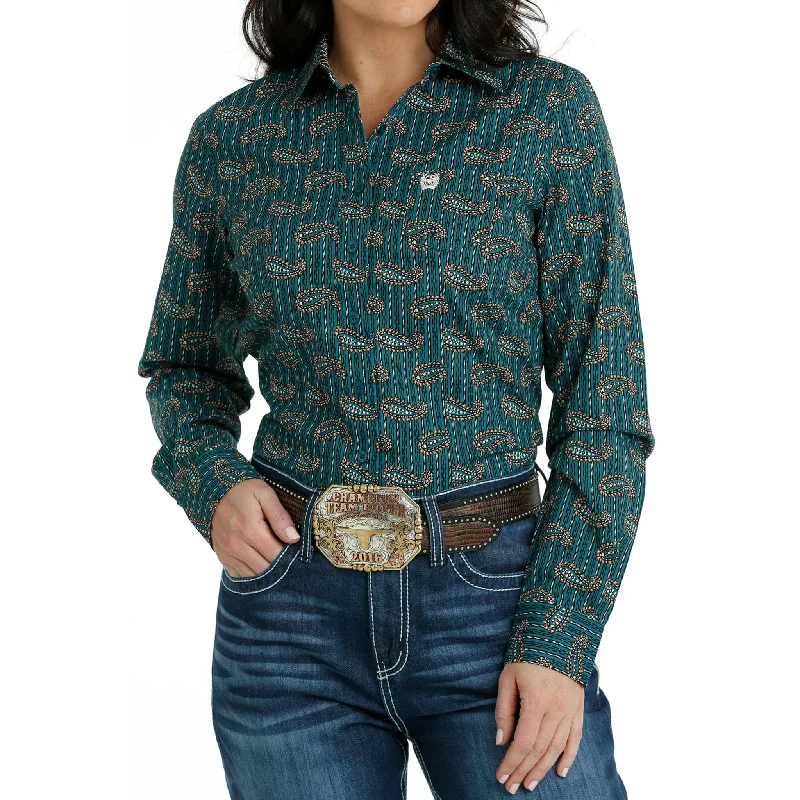 Trendy Items Cinch Women's Teal Paisley Shirt