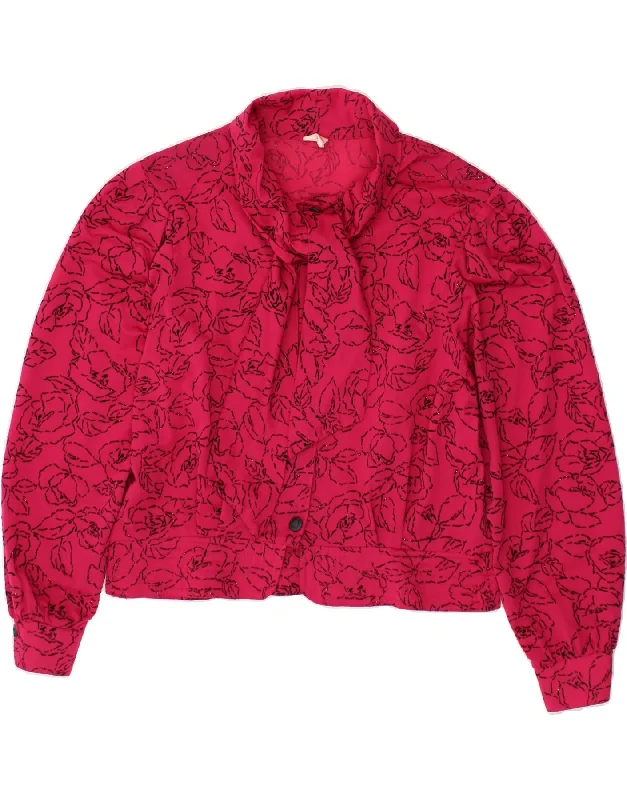 Cool Breeze At Night VINTAGE Womens Shirt Blouse IT 44 Medium Pink Floral Polyester