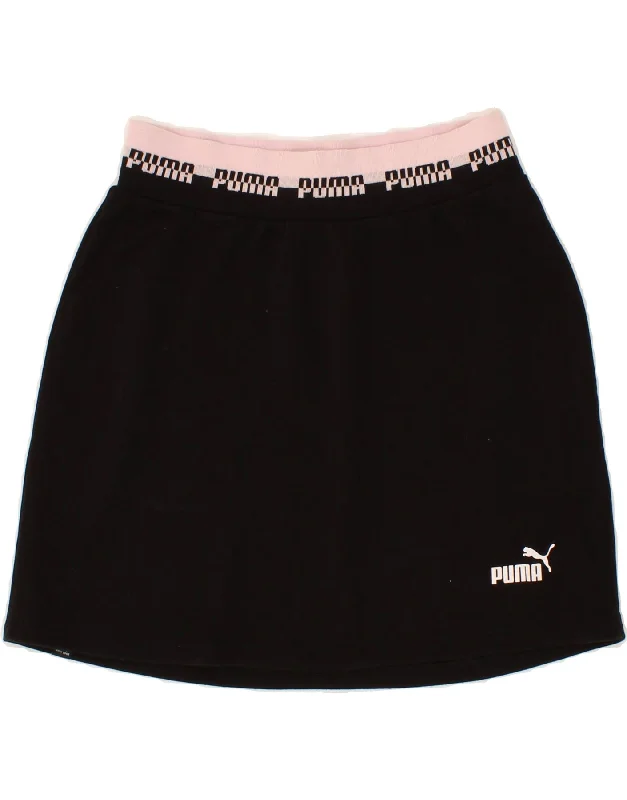 Noble Temperament PUMA Womens Graphic Tennis Skirt UK 12 Medium Black Cotton