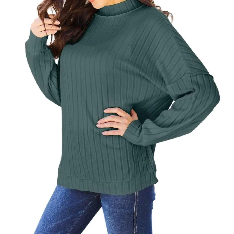 Trendy Items Basic Bae - Sleek Ribbed Mock Neck Knit Top