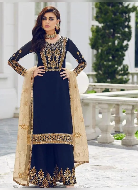 Sports And Leisure Attractive Navy Blue color With Georgette Base Pakistani Palazzo Suit