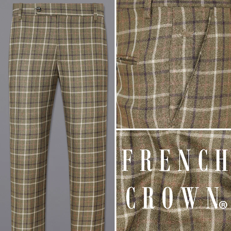 High-waisted pants style Sandstone Brown Plaid Pant