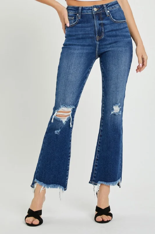 Fresh And Simple RISEN High Rise Distressed Crop Flare Jeans