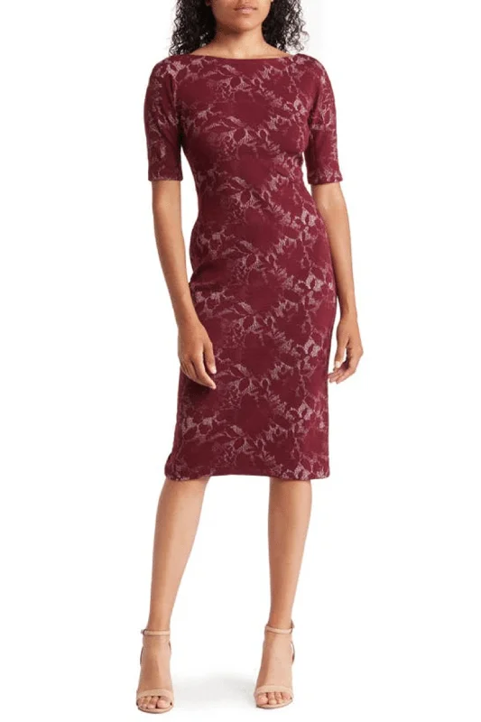 Design Perception Maggy London G3202M - Bateau Texture Printed Formal Dress
