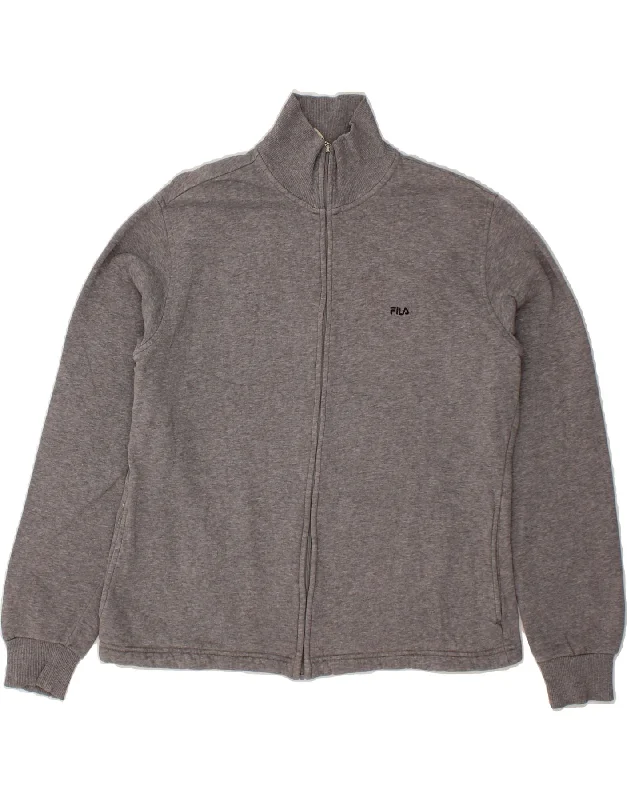 Simple Style FILA Womens Tracksuit Top Jacket UK 16 Large Grey Cotton