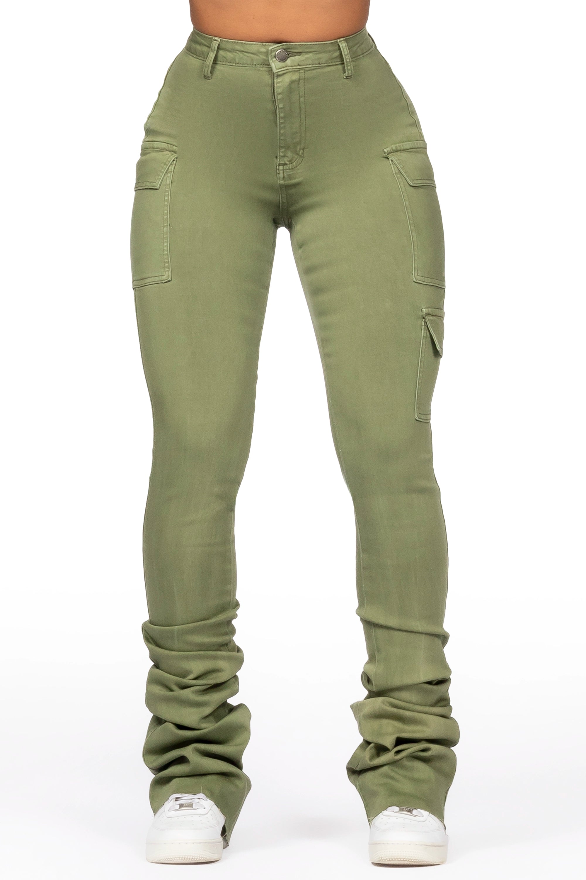 Slim Fit Vixen Olive Cargo Super Stacked Jean